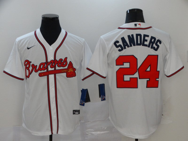 Men's Atlanta Braves Deion Sanders #24 White Replica Player Jerseys