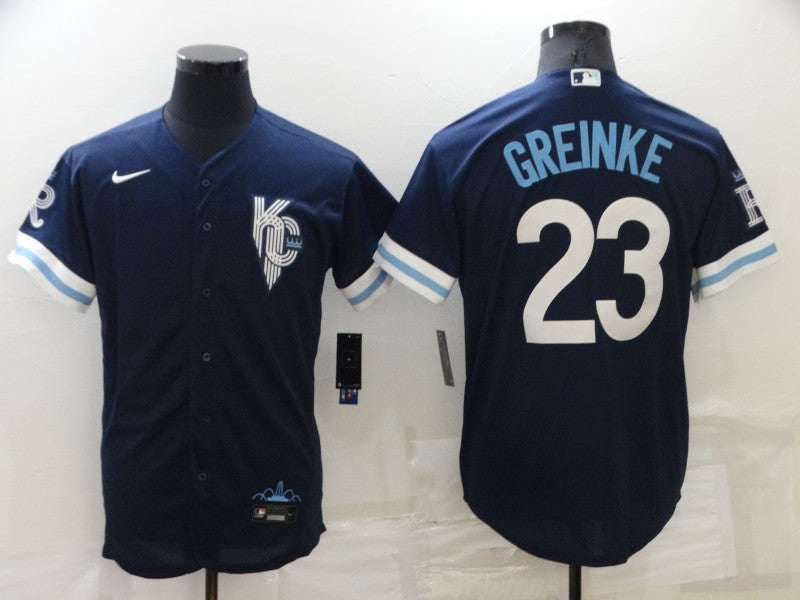 Men's Kansas City Royals Zack Greinke #23 Navy Replica Baseball Jerseys