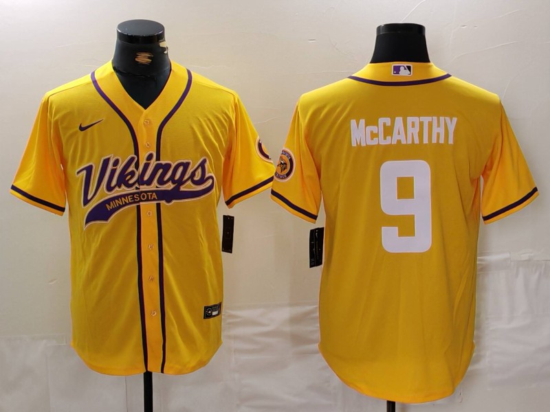 Men's Minnesota Vikings J.J. McCarthy #9 Yellow Game Jerseys