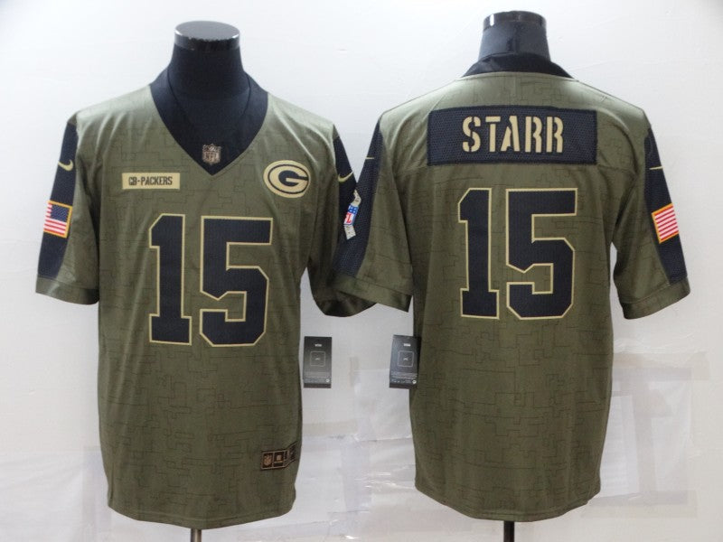 Men's Green Bay Packers Bart Starr #15 Brown Game Jerseys