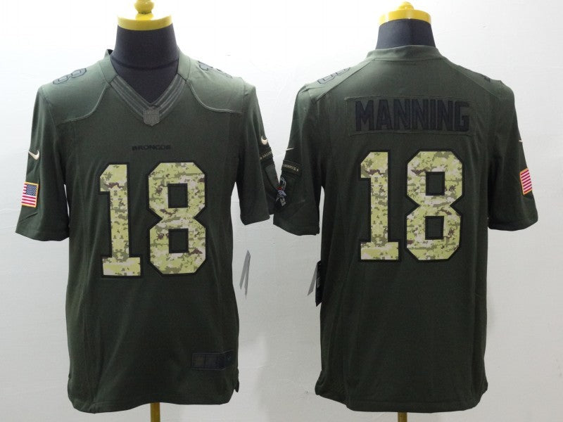 Men's Denver Broncos Peyton Manning #18 Army Green Game Jerseys