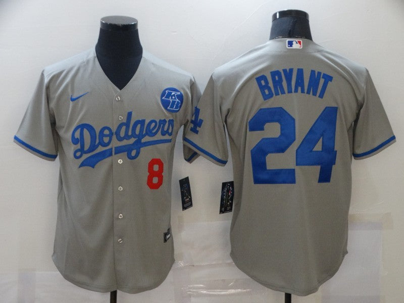 Men's Los Angeles Dodgers Kobe Bryant #8-24 Gray Replica Player Jerseys