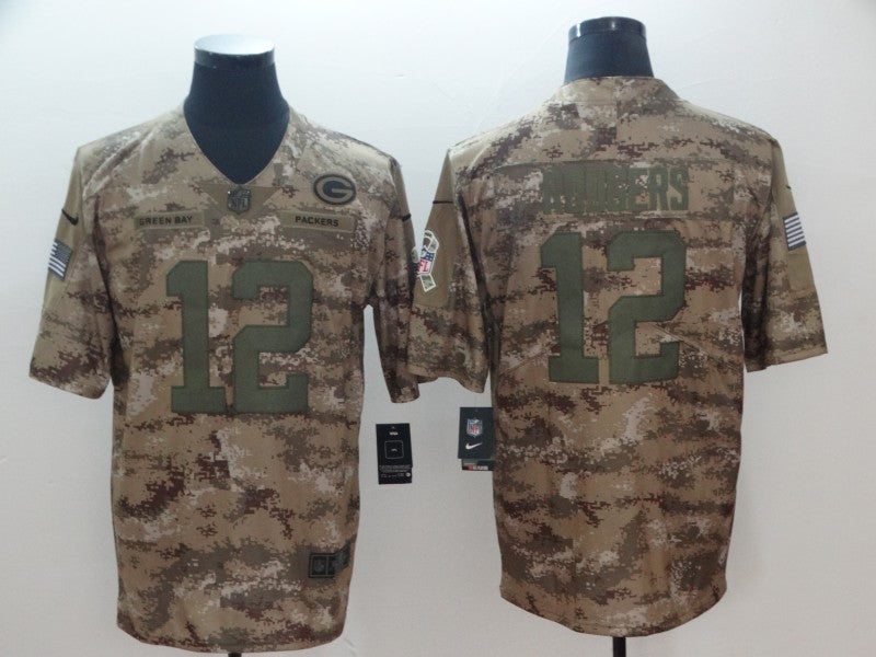 Men's Green Bay Packers Aaron Rodgers #12 Gray Camouflage Game Jerseys