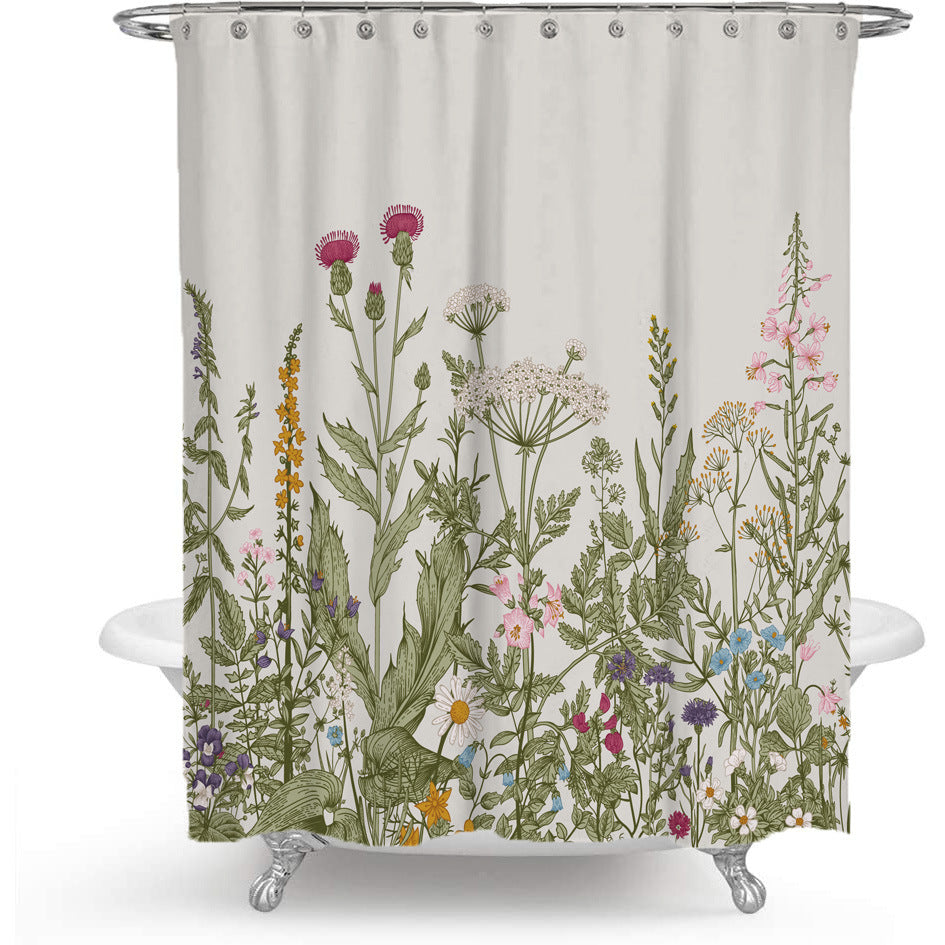 Colorful Floral Shower Curtain – Waterproof Bathroom Decor