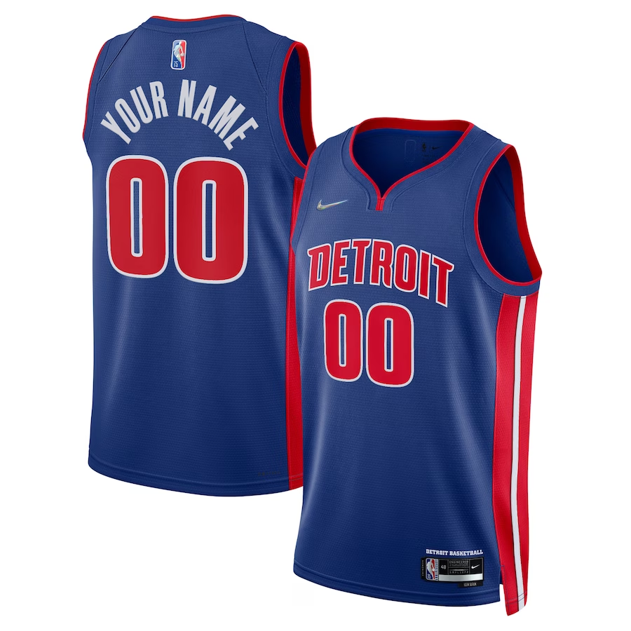 Men's Detroit Pistons Blue 2021/22 Diamond Swingman Custom Jerseys - Icon Edition