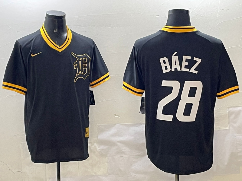 Men's Detroit Tigers Javier Baez #28 Black Replica Player Jerseys