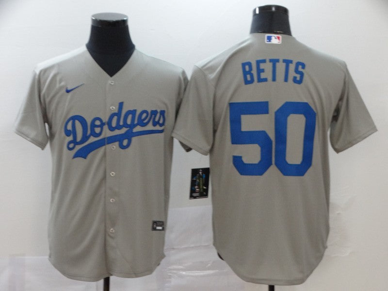 Men's Los Angeles Dodgers Mookie Betts #50 Gray Replica Baseball Jerseys
