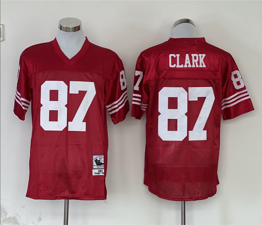 Men's San Francisco 49ers Dwight Clark Mitchell & Ness Scarlet Legacy Replica Player Jerseys