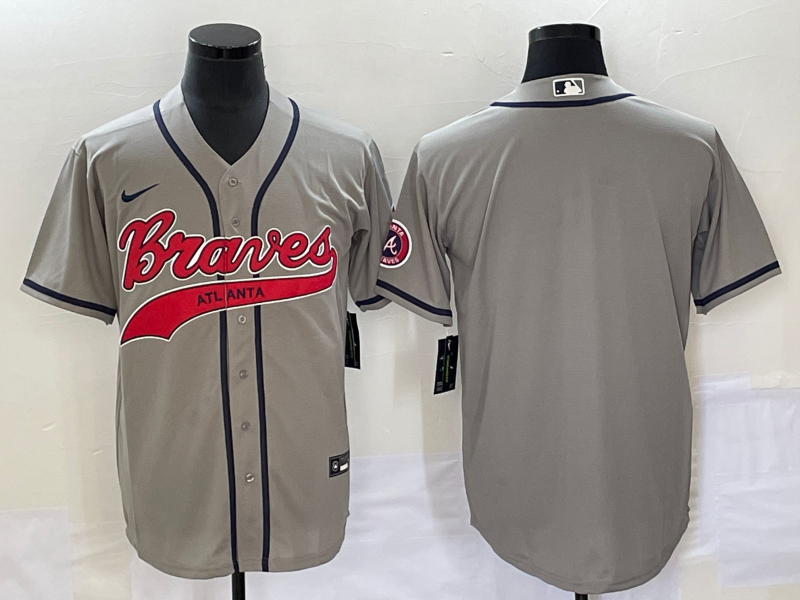 Men's Atlanta Braves Gray Replica Blank Jerseys Joint Edition