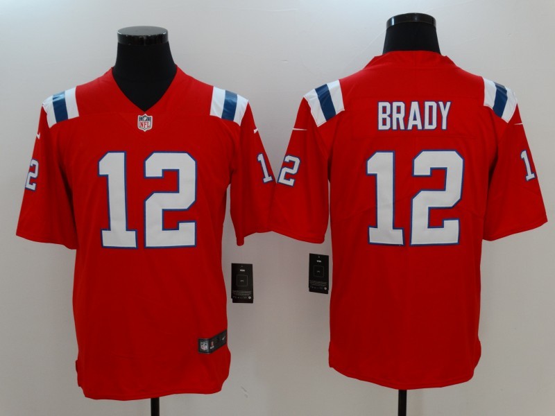 Men's New England Patriots Tom Brady #12 Red Game Jerseys