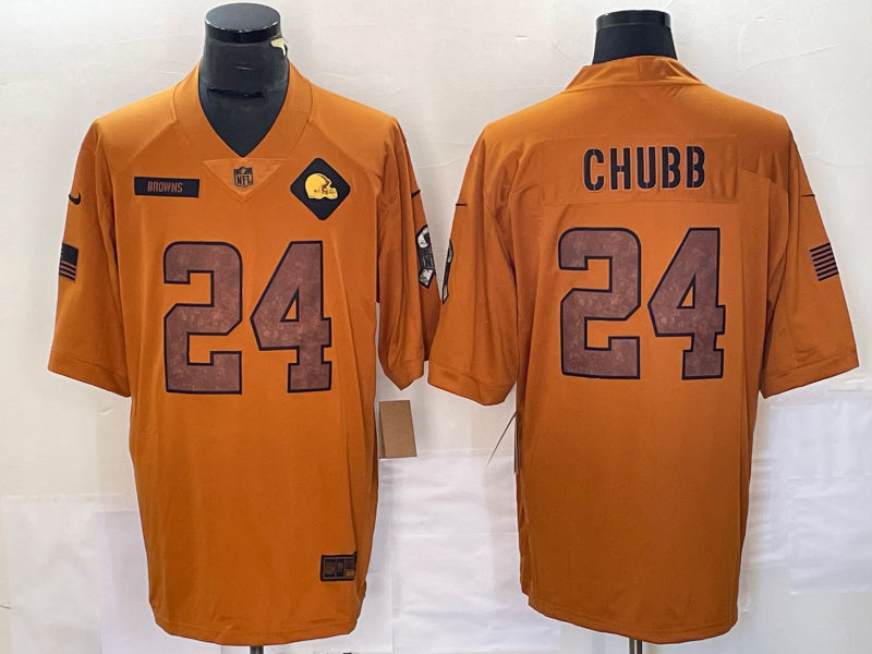 Men's Cleveland Browns Nick Chubb #24 Brown 2023 Salute To Service Limited Jerseys