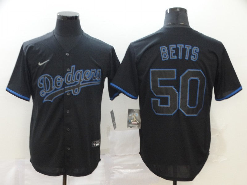 Men's Los Angeles Dodgers Mookie Betts #50 Black Stitched Game Jerseys