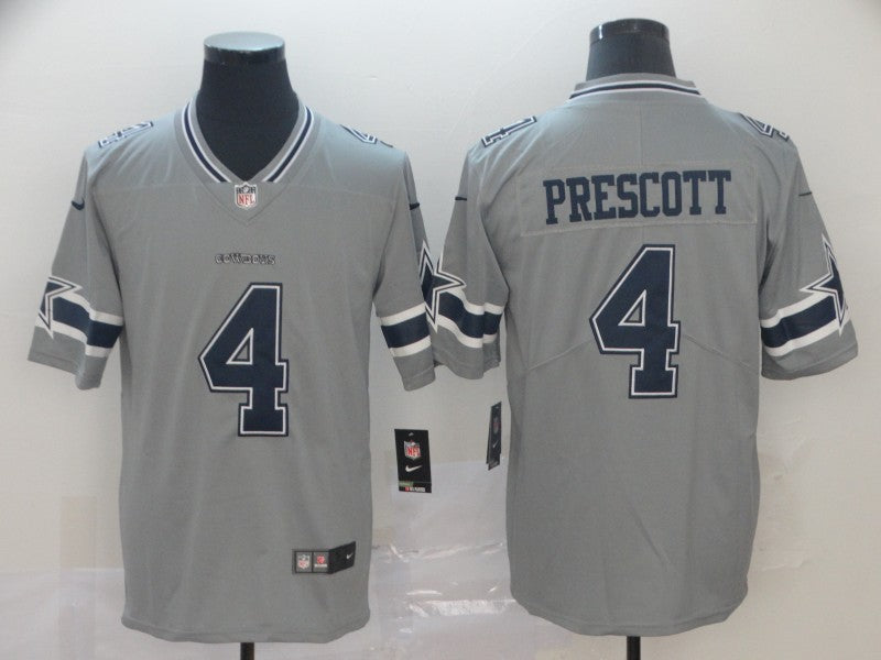 Men's Dallas Cowboys Dak Prescott #4 Gray Inverted Legend Jerseys