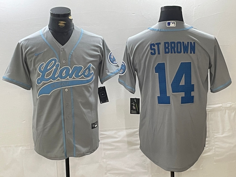 Men's Detroit Lions Amon-Ra St. Brown #14 Gray Game Player Jerseys