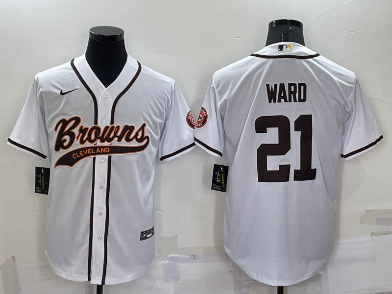 Men's Cleveland Browns Denzel Ward #21 White Game Jerseys Joint Edition