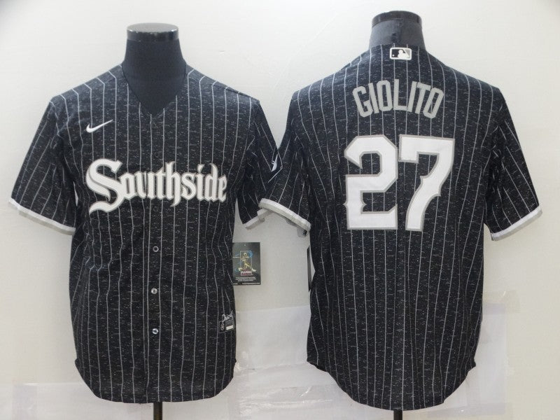 Men's Chicago White Sox Lucas Giolito #27 Black Replica Baseball Jerseys