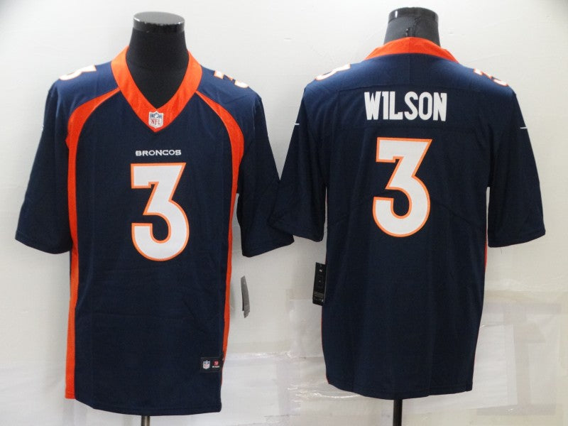 Men's Denver Broncos Russell Wilson #3 Navy Game Jerseys