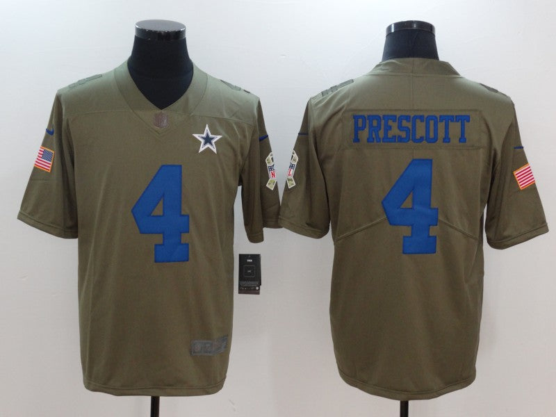 Men's Dallas Cowboys Dak Prescott #4 Brown Authentic Game Jerseys