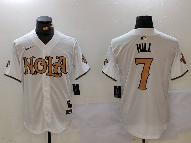 Men's New Orleans Saints Taysom Hill #7 White Game Player Jerseys