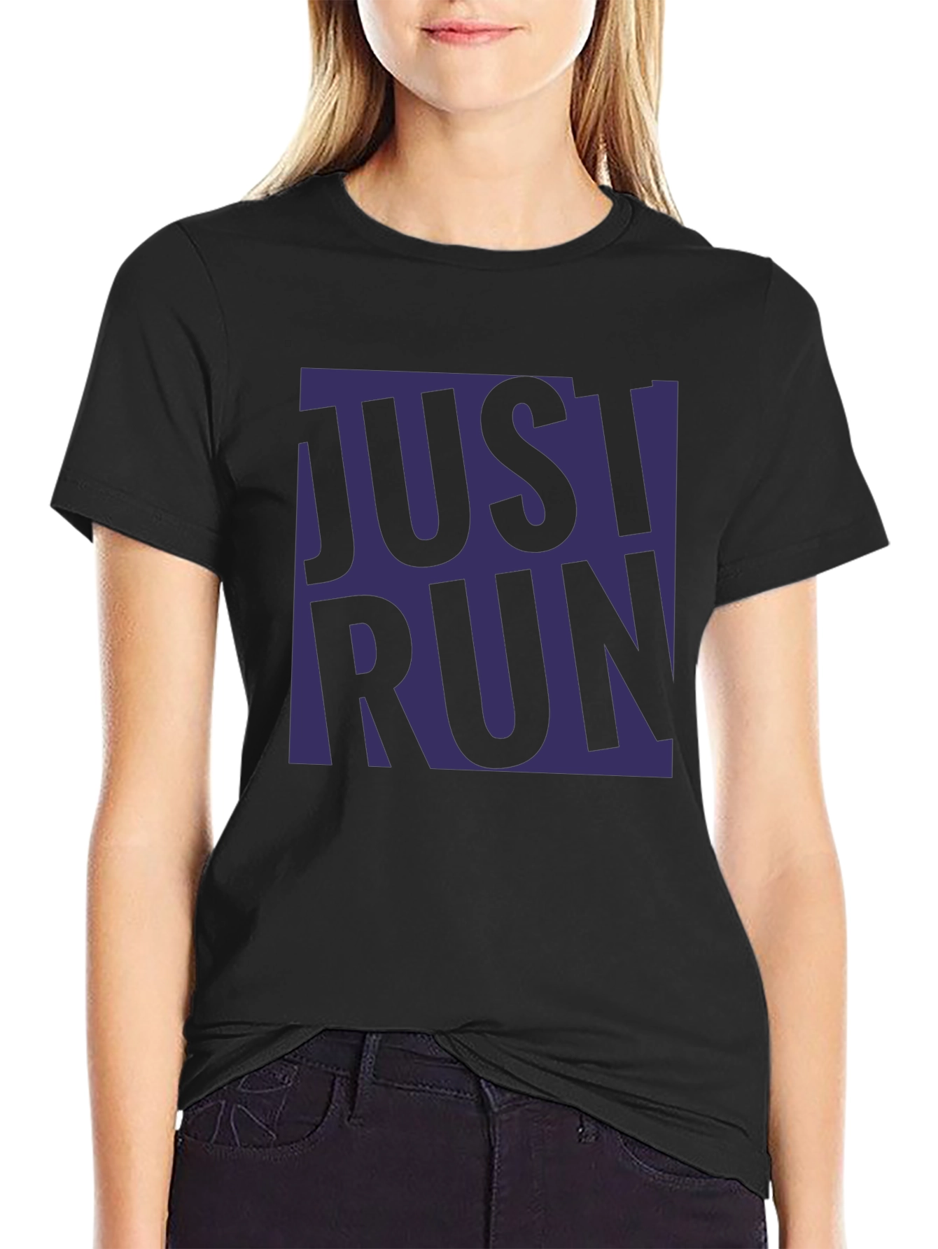 Just Run Graphic T-Shirt - Black