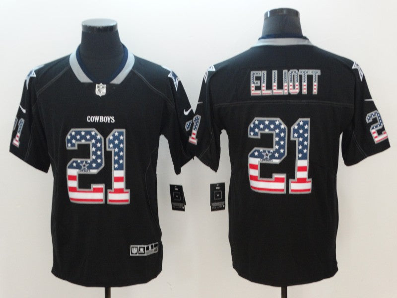 Men's Dallas Cowboys Ezekiel Elliott #21 Black Authentic Game Jerseys