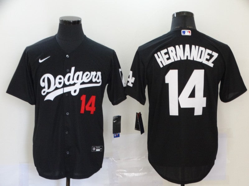 Men's Los Angeles Dodgers Enrique Hernandez #14 Black Stitched Jerseys