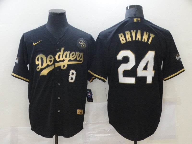 Men's Los Angeles Dodgers Kobe Bryant #8-24 Black Replica Player Jerseys
