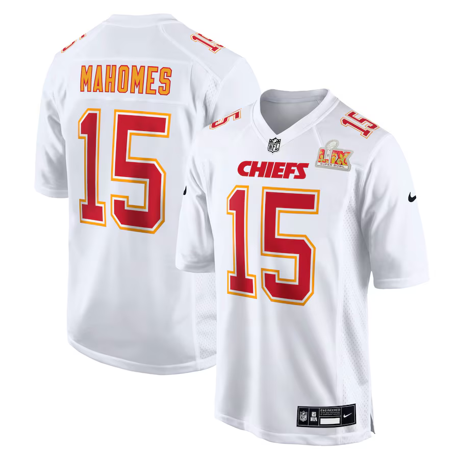 Men's Kansas City Chiefs Patrick Mahomes #15 Tundra White Super Bowl LIX Fashion Game Jerseys