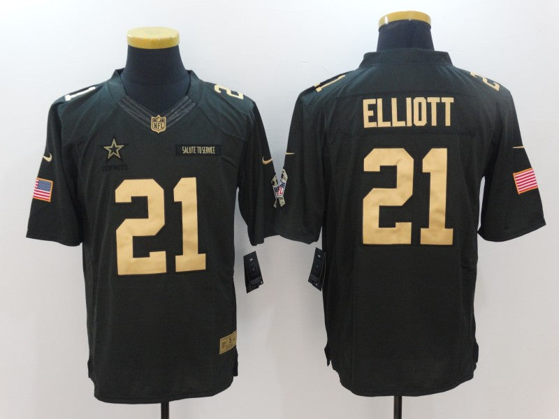 Men's Dallas Cowboys #21 Ezekiel Elliott Black Authentic Player Jerseys