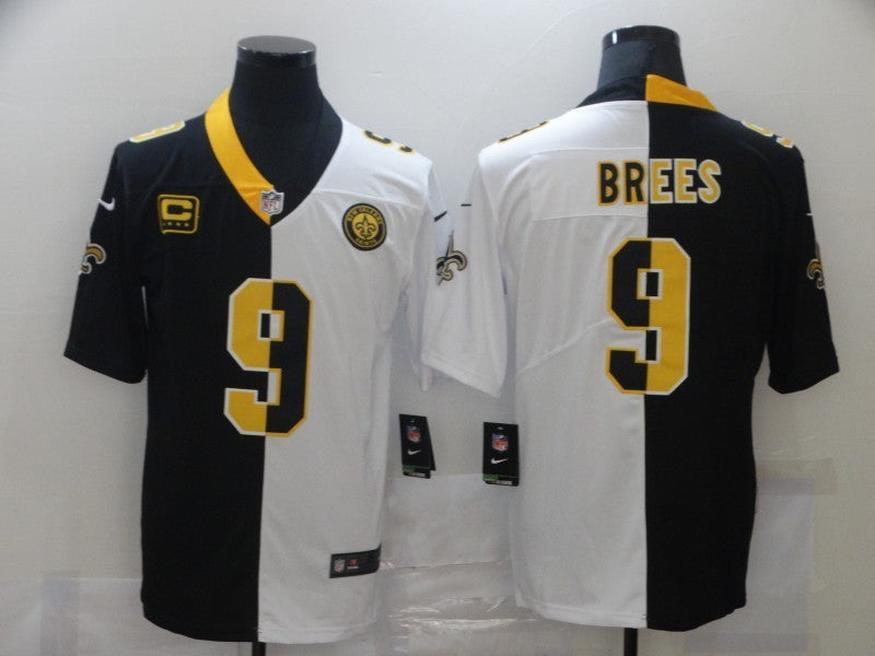 Men's New Orleans Saints Drew Brees #9 Black/White Game Jerseys