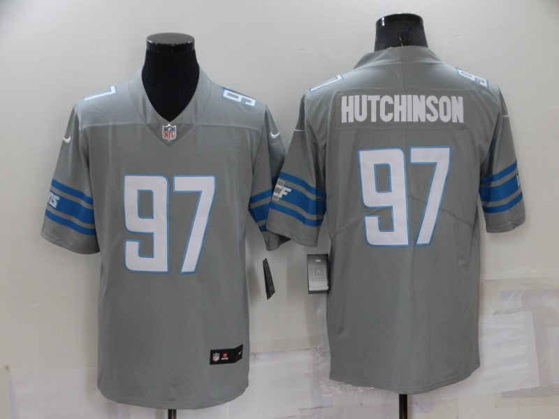 Men's Detroit Lions Aidan Hutchinson #97 Gray Game Jerseys