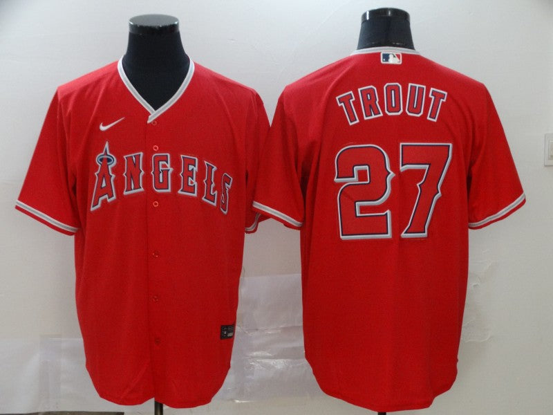 Men's Los Angeles Angels #27 Mike Trout Red Stitched Jerseys