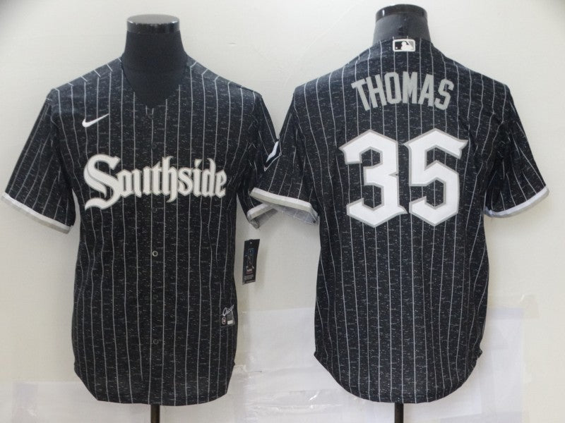 Men's Chicago White Sox Frank Thomas #35 Black Stitched Jerseys