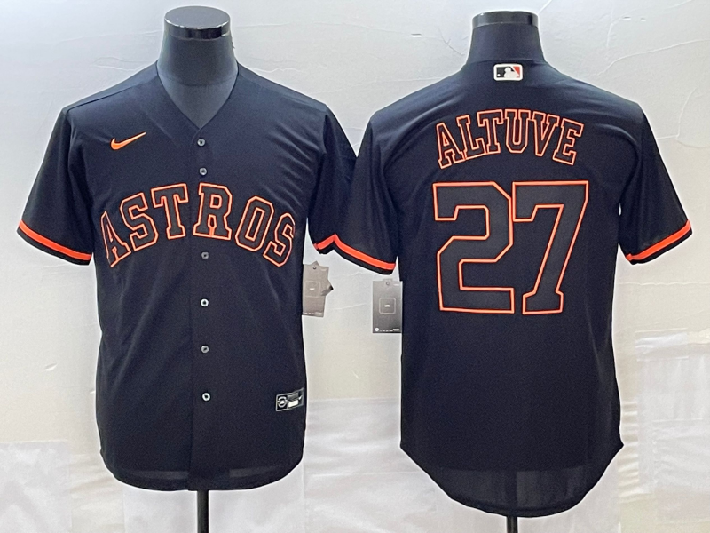 Men's Houston Astros Jose Altuve #27 Black Authentic Game Jerseys