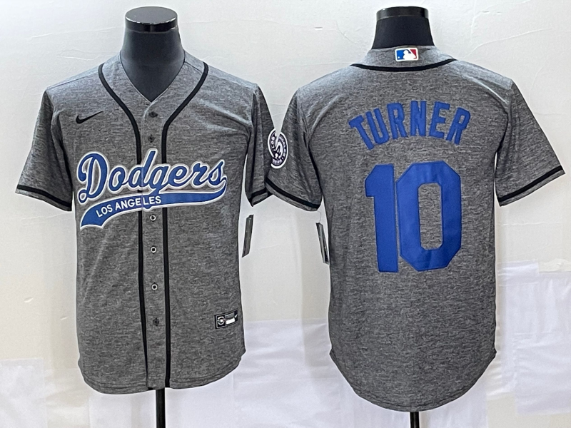 Men's Los Angeles Dodgers Justin Turner #10 Gray Game Jerseys Joint Edition