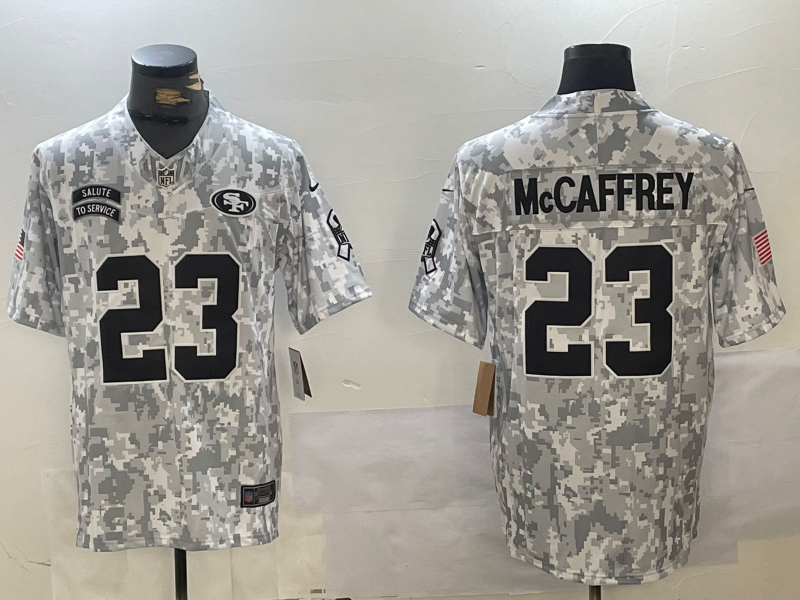 Men's San Francisco 49ers Christian McCaffrey #23 Arctic Camo 2024 Salute to Service Limited Jerseys