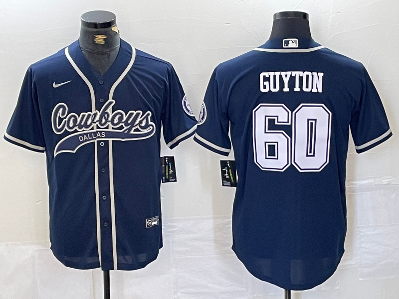 Men's Dallas Cowboys Tyler Guyton #60 Navy Game Jerseys