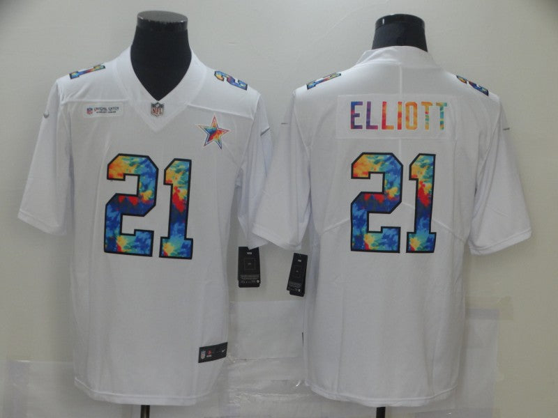 Men's Dallas Cowboys Ezekiel Elliott #21 White Game Player Jerseys