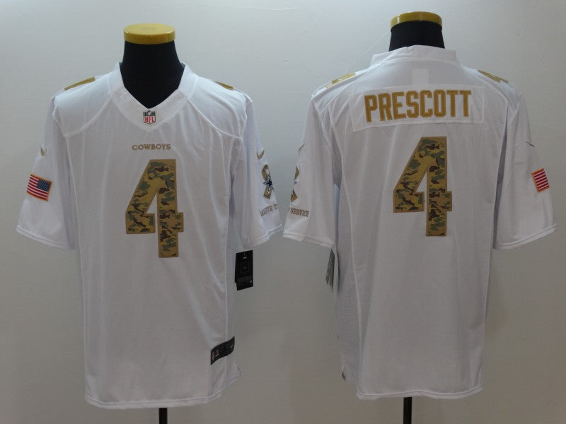 Men's Dallas Cowboys #4 Dak Prescott White Authentic Game Jerseys