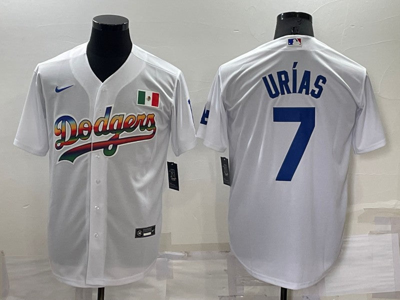 Men's Los Angeles Dodgers Julio Urias #7 White Authentic Game Jerseys