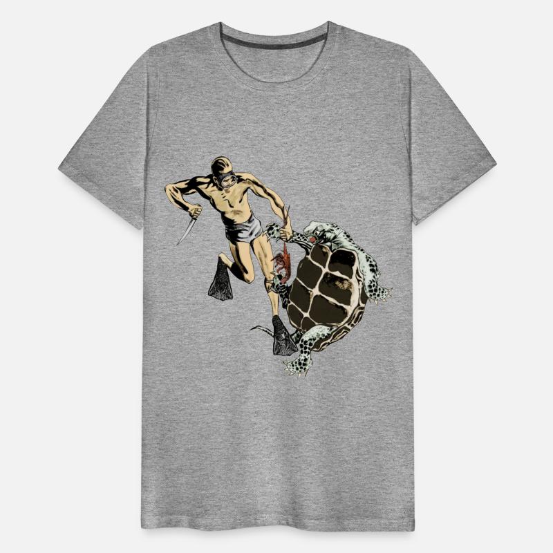 Freediving Diver Fighting a Turtle for a Lobster