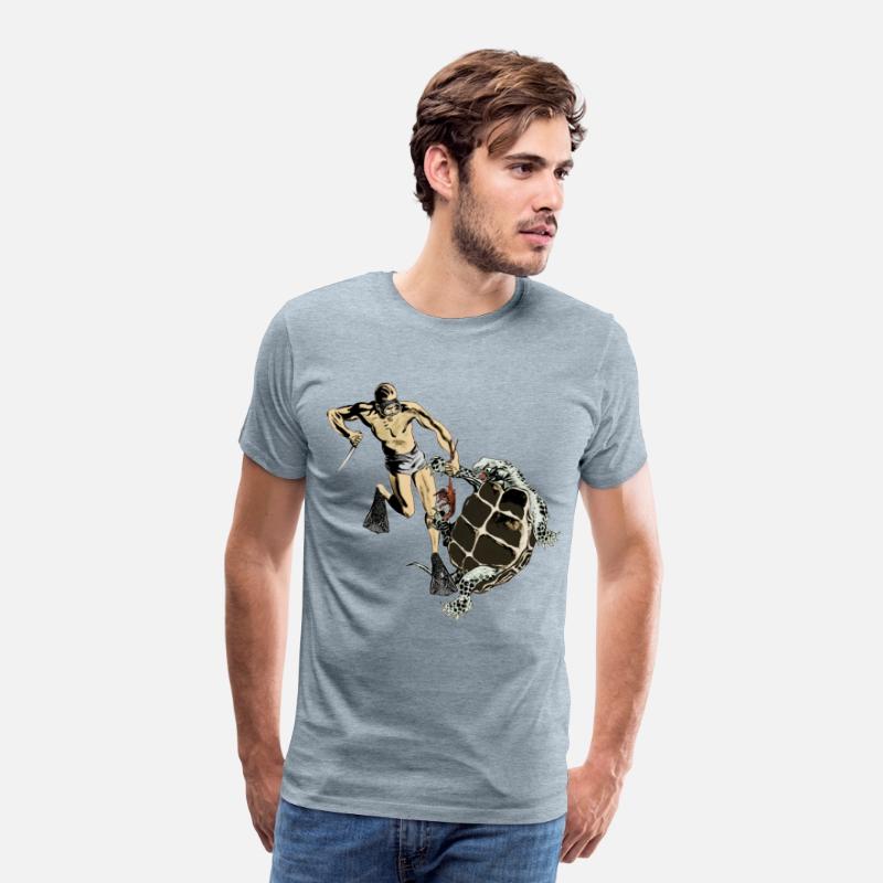 Freediving Diver Fighting a Turtle for a Lobster