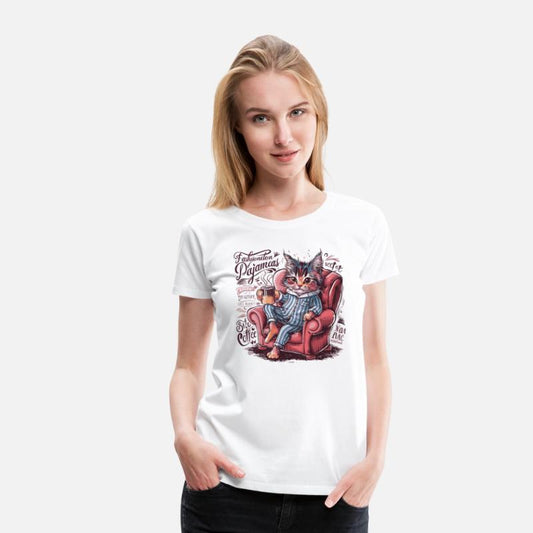 Funny Cat in Pyjamas and Coffee Cup Cat Lover