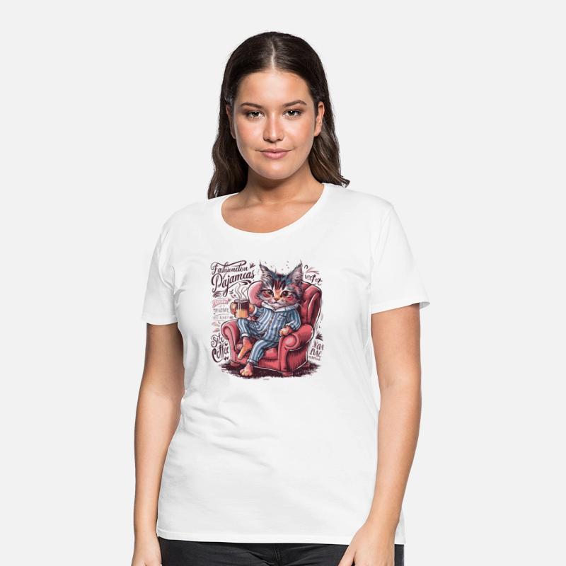 Funny Cat in Pyjamas and Coffee Cup Cat Lover