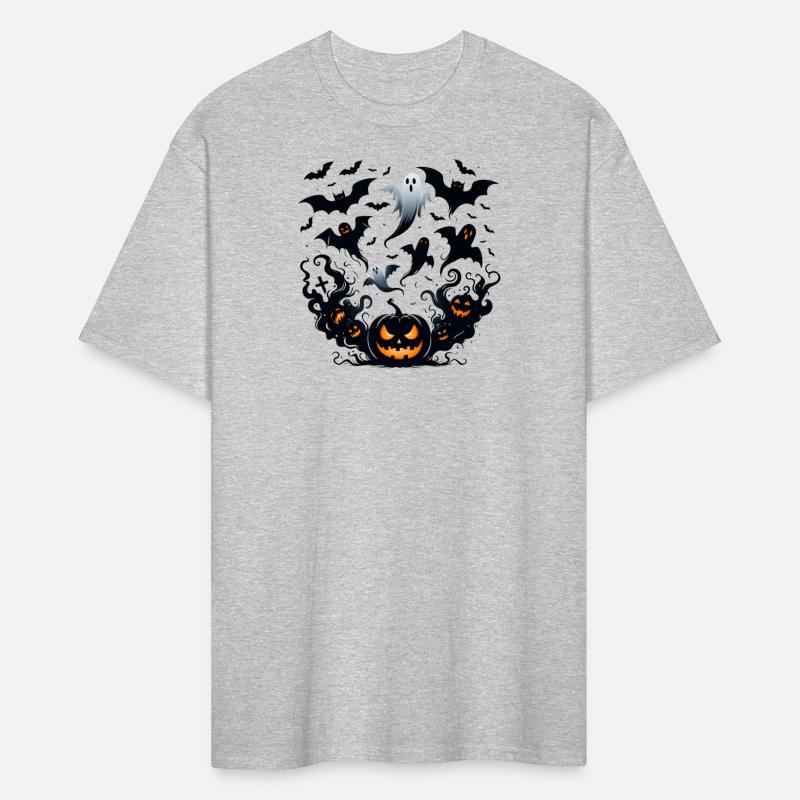 Ghosts and Bats Hovering Around a Glowing Moon