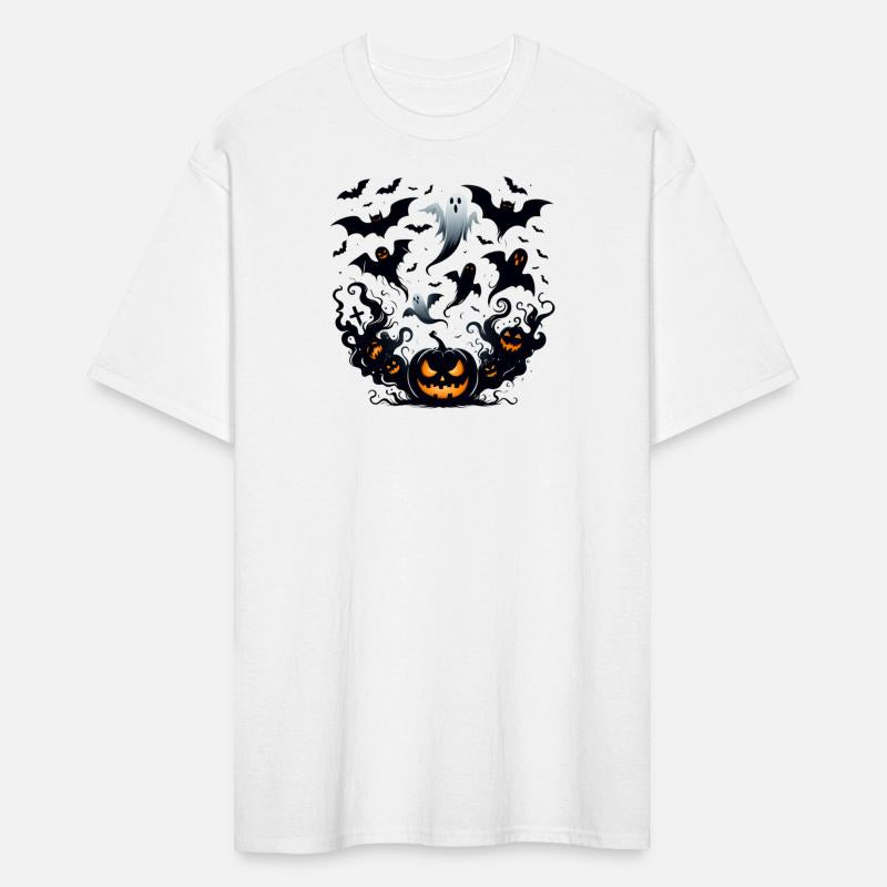 Ghosts and Bats Hovering Around a Glowing Moon