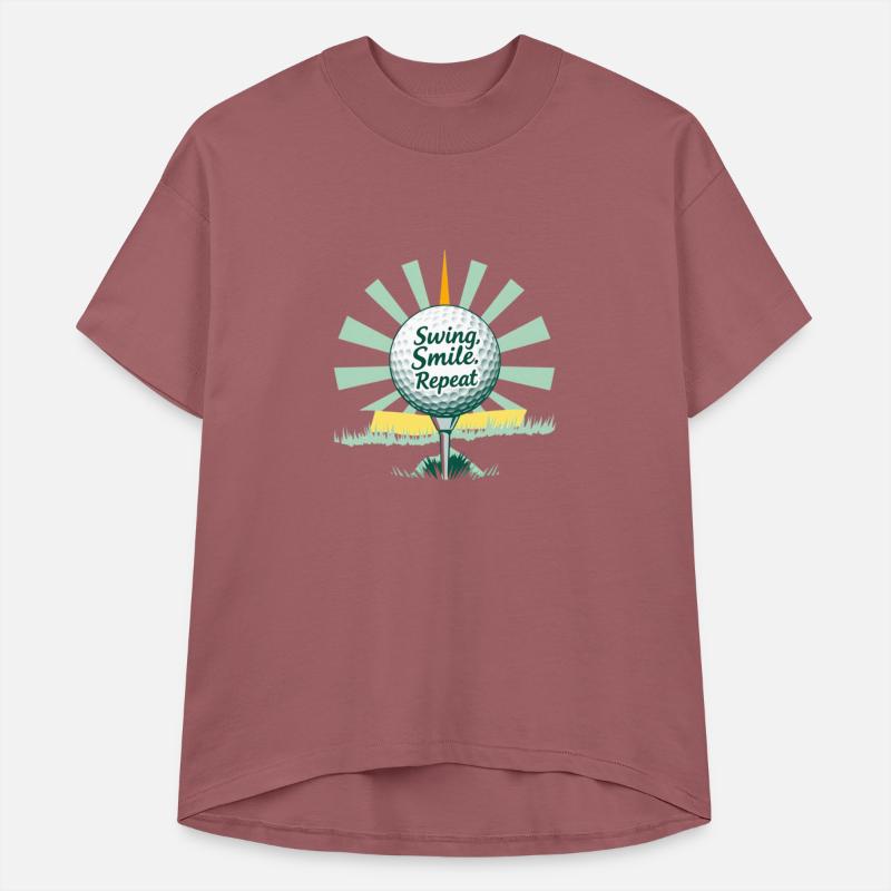 Golf ball on tee with stylized sunburst