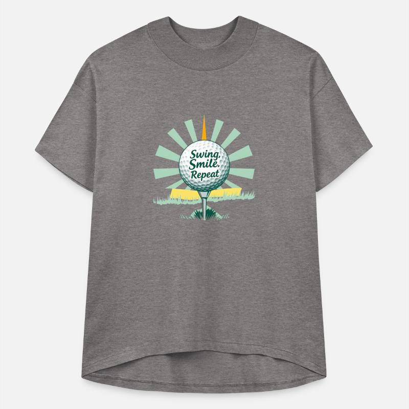 Golf ball on tee with stylized sunburst