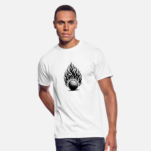 Golf Ball Tee Shot In Fiery Flame Style