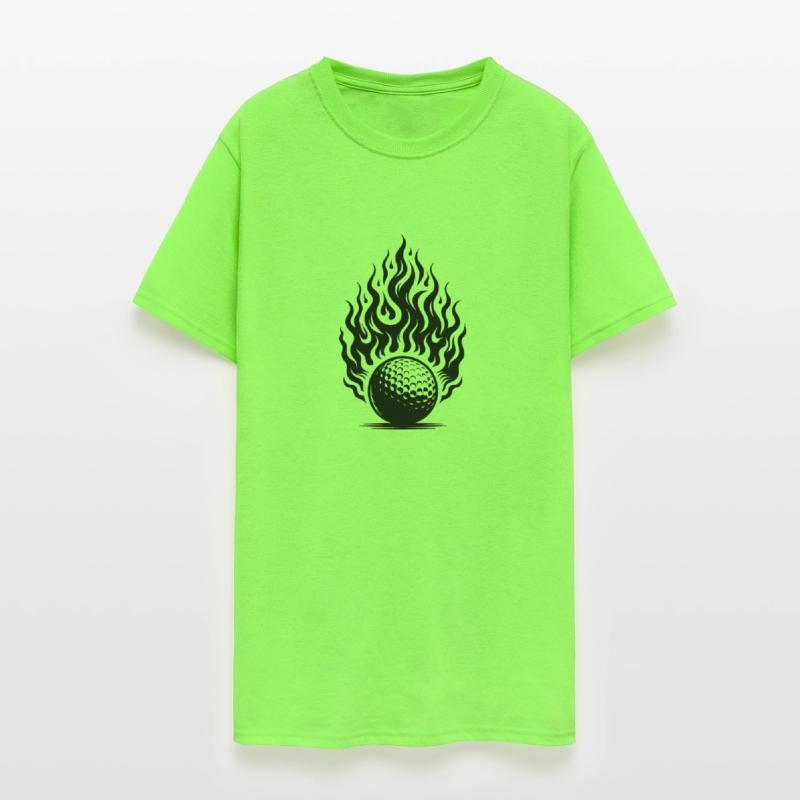 Golf Ball Tee Shot In Fiery Flame Style